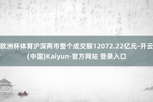欧洲杯体育沪深两市整个成交额12072.22亿元-开云(中国)Kaiyun·官方网站 登录入口