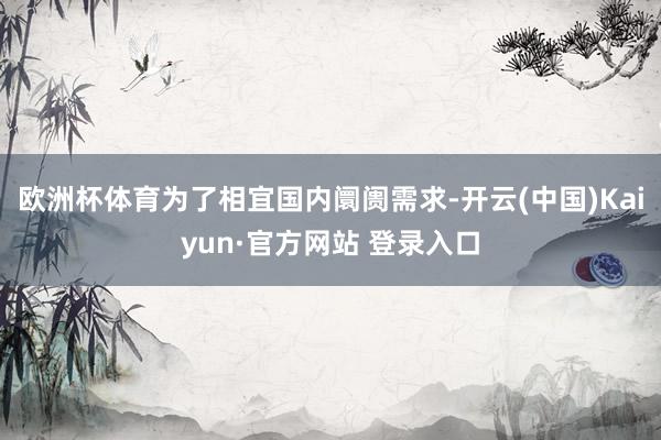 欧洲杯体育为了相宜国内阛阓需求-开云(中国)Kaiyun·官方网站 登录入口