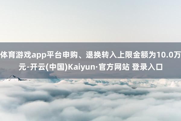 体育游戏app平台申购、退换转入上限金额为10.0万元-开云(中国)Kaiyun·官方网站 登录入口