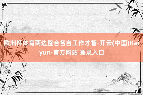 欧洲杯体育两边整合各自工作才智-开云(中国)Kaiyun·官方网站 登录入口