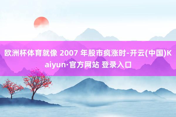 欧洲杯体育就像 2007 年股市疯涨时-开云(中国)Kaiyun·官方网站 登录入口